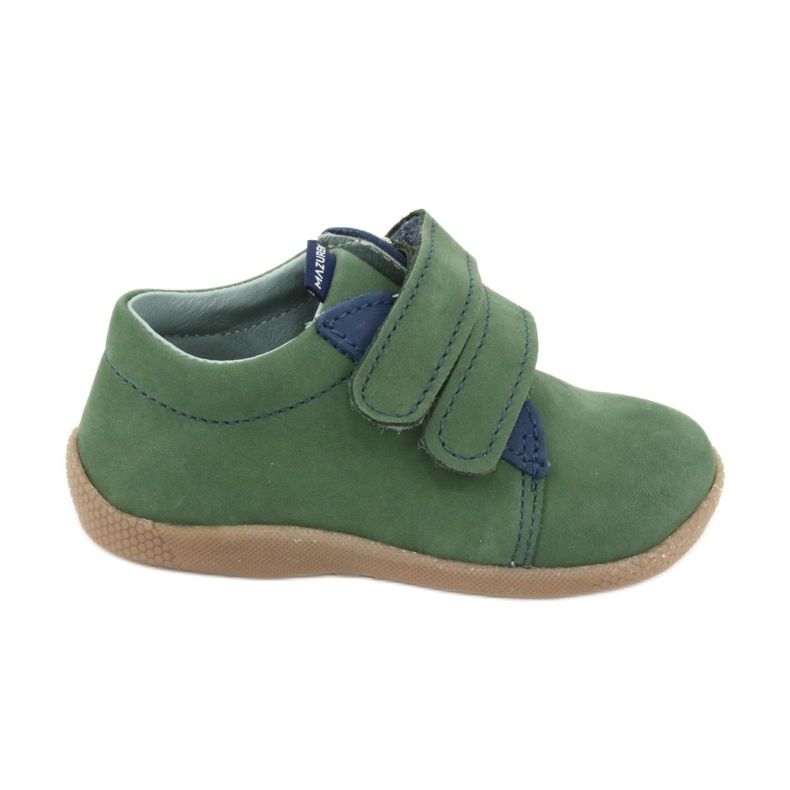 Sapatos infantis de couro para velcro verde 305 Mazurek