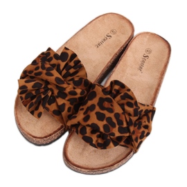 Chinelos de cortiça com estampa de leopardo CK115P Leopard marrom