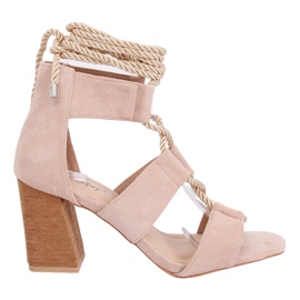 Sandálias bege de salto alto LL-229P bege