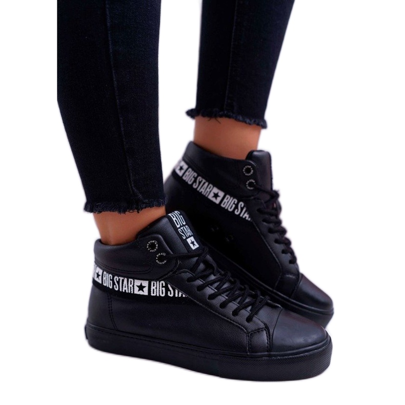Tênis de cano alto feminino preto Big StarEE274355