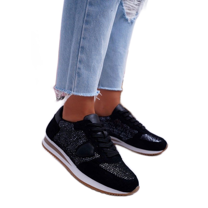 Moow Sapatos esportivos femininos negros, tênis KP9502 preto