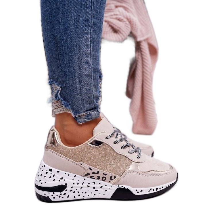 SEA Tênis esportivos femininos bege BL182 castanho multicolorido