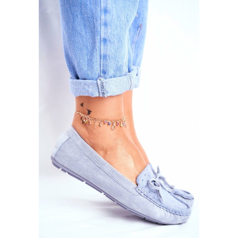 S.Barski Mocassins de camurça femininos azuis A199-C azul