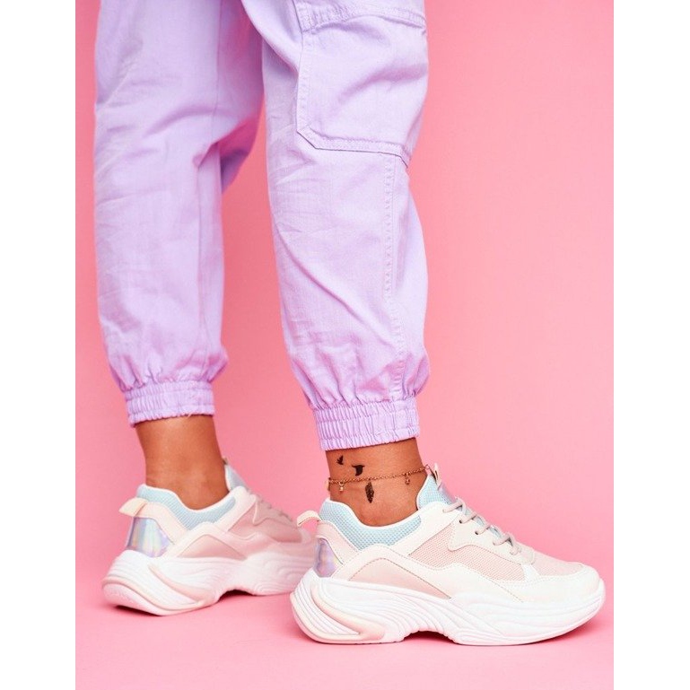 SEA Sapatos esportivos femininos rosa BL205 branco multicolorido