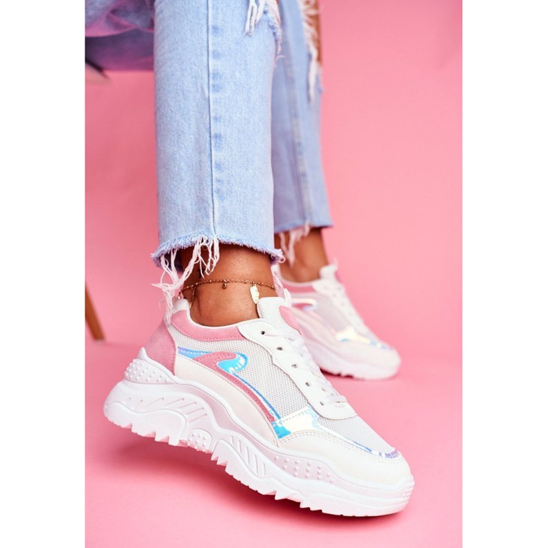 BUGO 878 tênis femininos rosa e branco multicolorido
