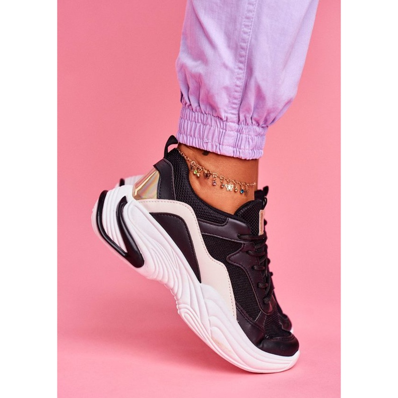 SEA Sapatos esportivos femininos pretos BL205 branco multicolorido