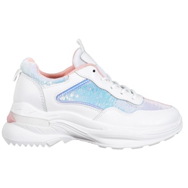 SHELOVET Tênis elegantes com lantejoulas branco