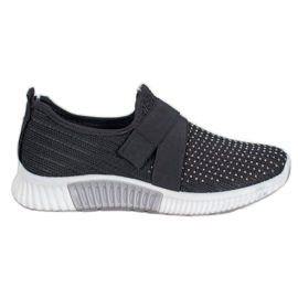 SHELOVET Slipons pretos com cristais