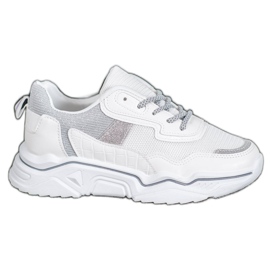 SHELOVET Tênis na plataforma com brilho branco