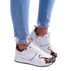 Sapatos femininos brancos tênis leopardo 19009