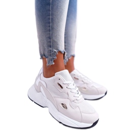 FRJ Sapatos esportivos femininos brancos e bege R-02 marrom