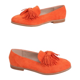Mocassins femininos laranja com franjas T357P Orange