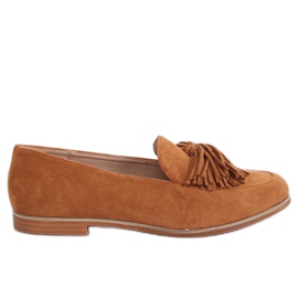 Mocassins femininos com franjas camel T357P Camel castanho