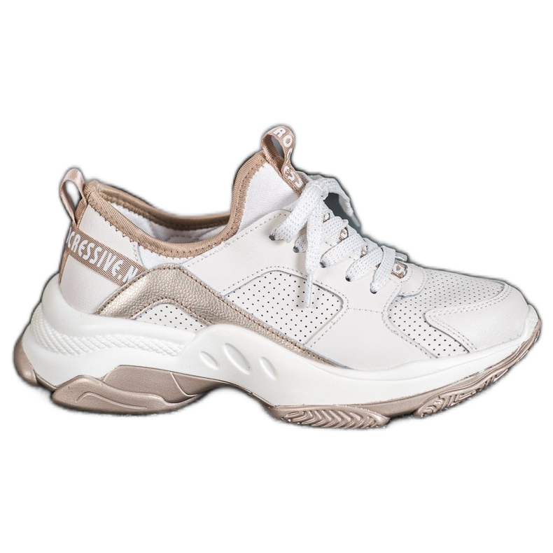 Goodin Tênis de couro a céu aberto branco amarelo