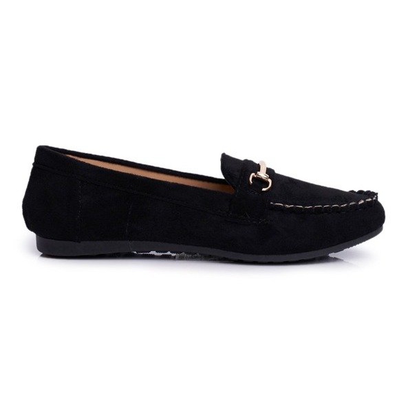 BUGO Sapatos femininos negros mocassins de camurça 99-01A preto