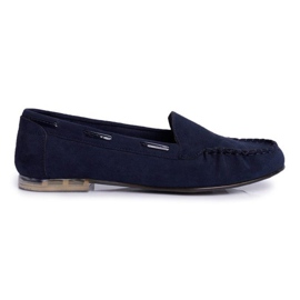 Sergio Leone Mocassins femininos de camurça azul marinho MK722 azul-marinho
