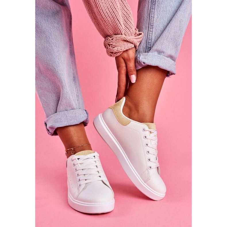 SEA Sapatos esportivos brancos com salto LA85 bege castanho