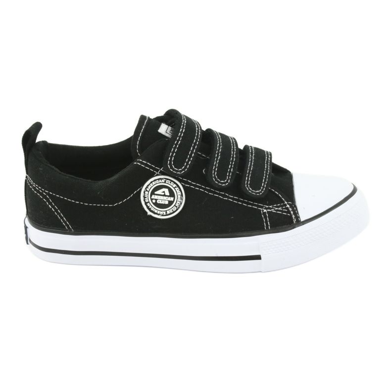 American Club Tênis infantil americano com velcro LH33 / 20 branco preto