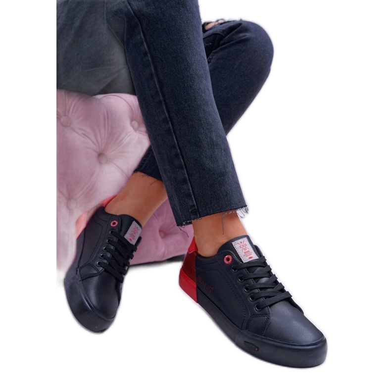 Cross Jeans Tênis femininos negros EE2R4019C preto vermelho