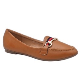 Mocassins de bailarina de couro ecológico marrom 9F177