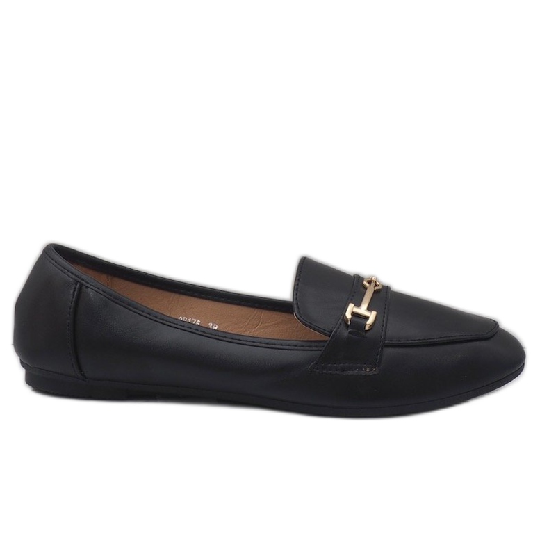 Mocassins de bailarina de couro ecológico preto 9F176