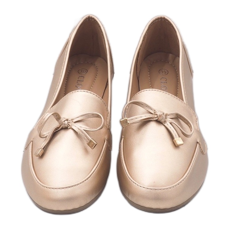 Mocassins de bailarina de couro dourado 9F175