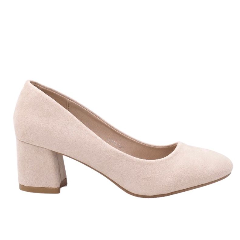 Sapatos bege em um poste feito de camurça ecológica JF619