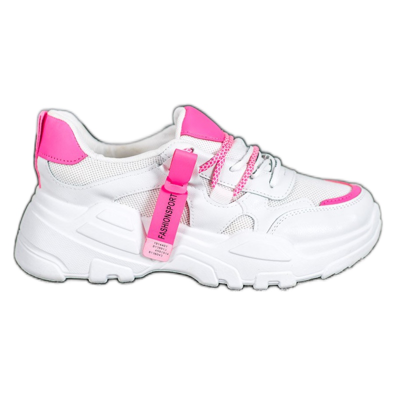 SHELOVET Tênis de moda esportiva branco rosa