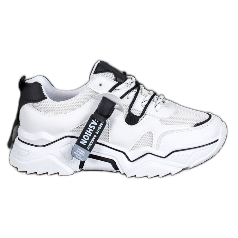 SHELOVET Tênis de moda feminina branco preto
