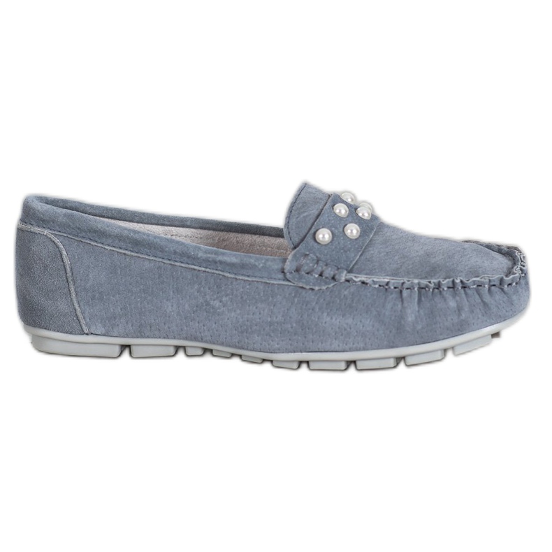Filippo Mocassins De Couro Com Pérolas cinza