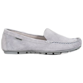 Moxinas clássicas de couro VINCEZA cinza