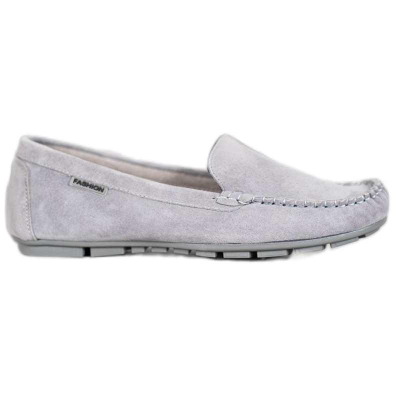 Moxinas clássicas de couro VINCEZA cinza