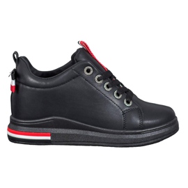 Weide Tênis com cunha oculta preto vermelho Weide Tênis com cunha oculta preto vermelho