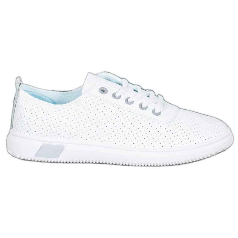 SHELOVET Tênis a céu aberto com couro ecológico branco cinza