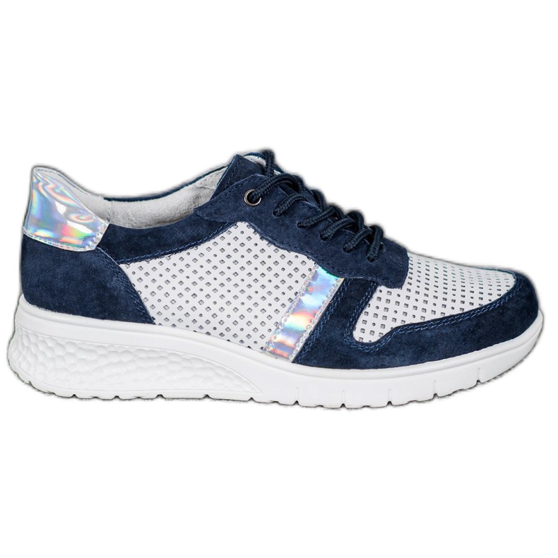 Filippo Sapatos de couro com efeito holo branco azul marinho cinza