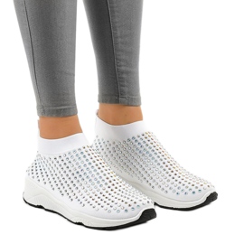 Sapatos esportivos brancos com zircônia cúbica LG27