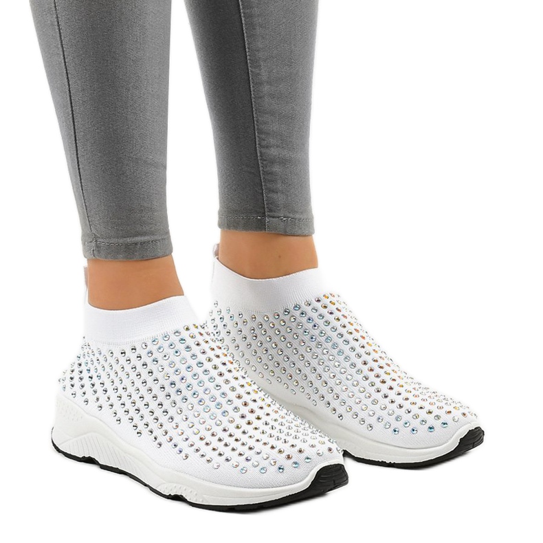 Sapatos esportivos brancos com zircônia cúbica LG27