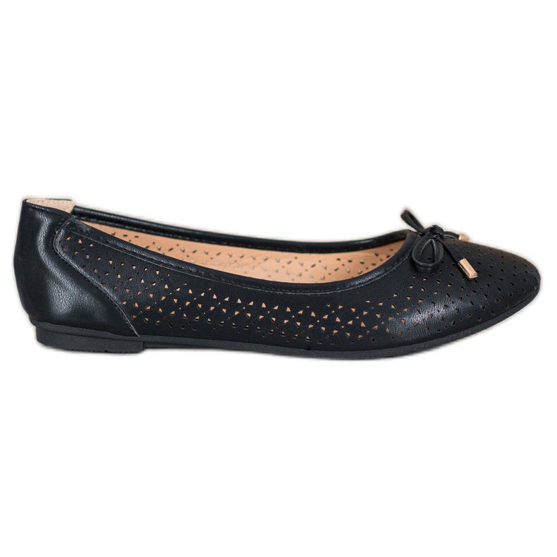 SHELOVET Bailarina a céu aberto com couro ecológico preto