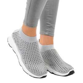 Calçados esportivos cinza com zircônia cúbica LG27