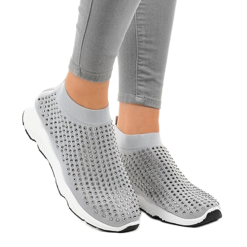 Calçados esportivos cinza com zircônia cúbica LG27 Calçados esportivos cinza com zircônia cúbica LG27