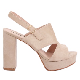 Sandálias no poste bege 9R02 Bege marrom verde