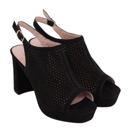 Sandálias pretas de salto alto com aberturas 9R82 pretas preto