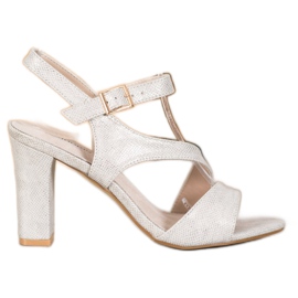 Goodin Sandálias Elegantes com Brilho cinza dourado
