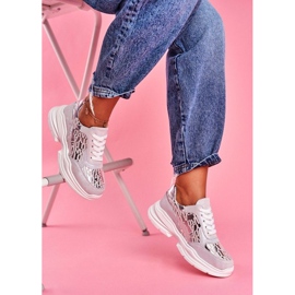 S.Barski Tênis esportivos prateados de couro LR92099 cinza S.Barski Tênis esportivos prateados de couro LR92099 cinza