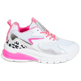 Ideal Shoes Tênis com inserções rosa branco multicolorido Ideal Shoes Tênis com inserções rosa branco multicolorido