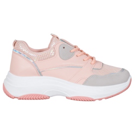 Ideal Shoes Tênis com plataforma casual rosa