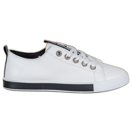 SHELOVET Tênis elegantes com couro ecológico branco