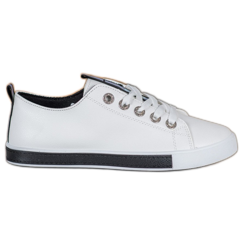 SHELOVET Tênis elegantes com couro ecológico branco