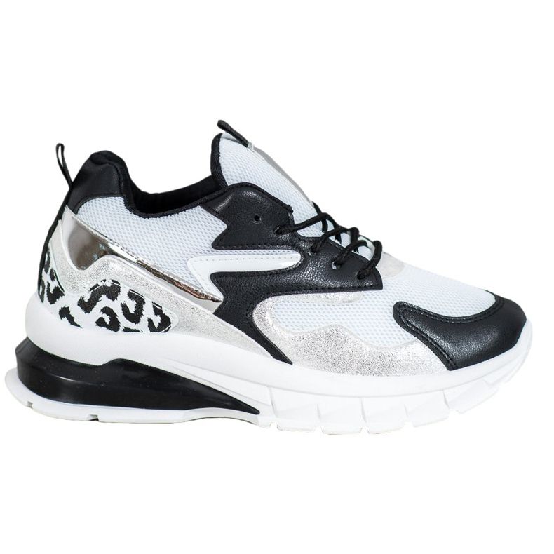 Ideal Shoes Tênis com palmilhas pretas branco preto