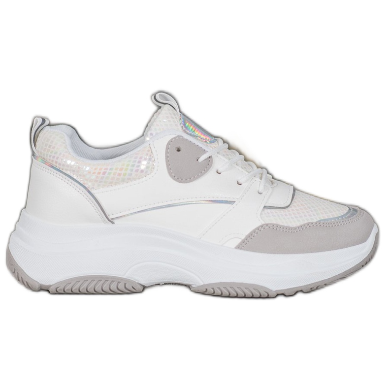 Ideal Shoes Tênis com plataforma casual branco cinza